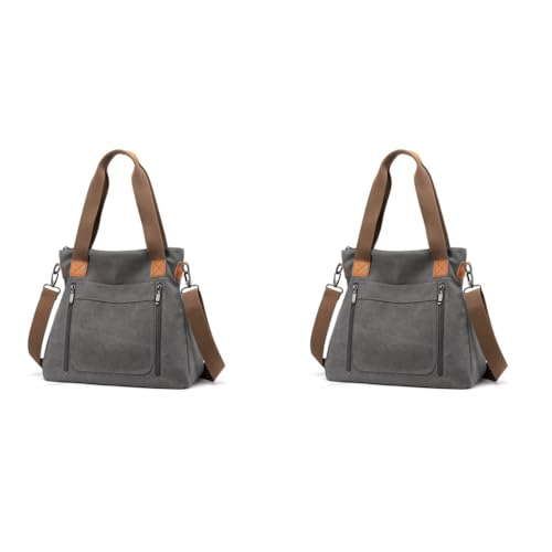 PALAY® Handbag for Women Grey Canvas Shoulder Tote Sling Large Crossbody with Detachable Strap Korean for School Work 2 PCS PALAY® Handbag for Women Grey Canvas Shoulder Tote Sling Large Crossbody with Detachable Strap Korean for School Work 2 PCS